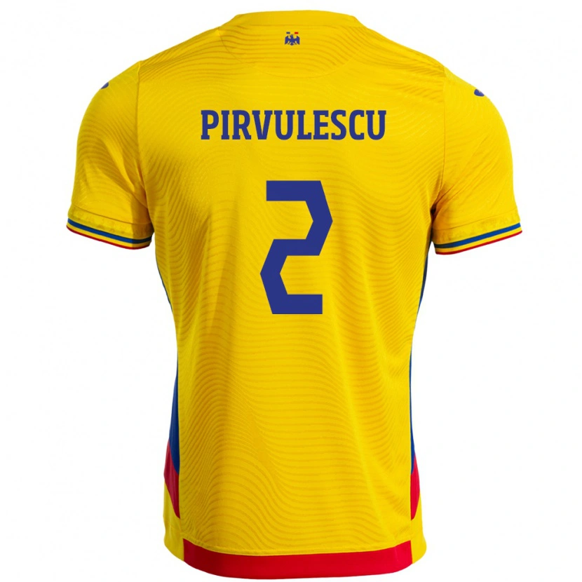 Danxen Bambino Maglia Romania Sergiu Pîrvulescu #2 Giallo Kit Gara Home 24-26 Maglietta