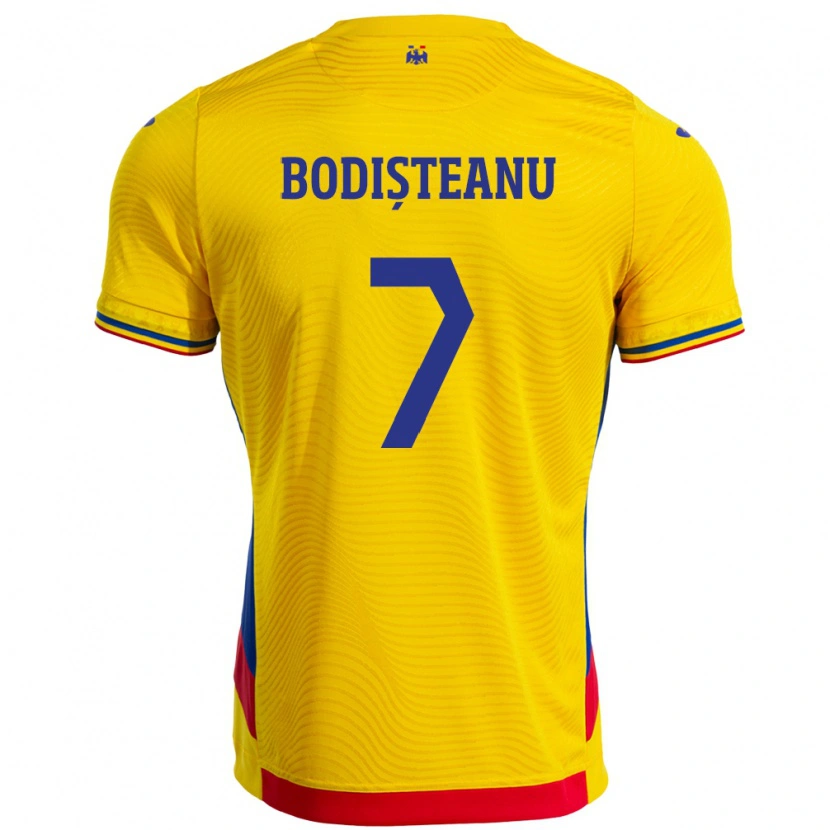 Danxen Bambino Maglia Romania Ștefan Bodișteanu #7 Giallo Kit Gara Home 24-26 Maglietta