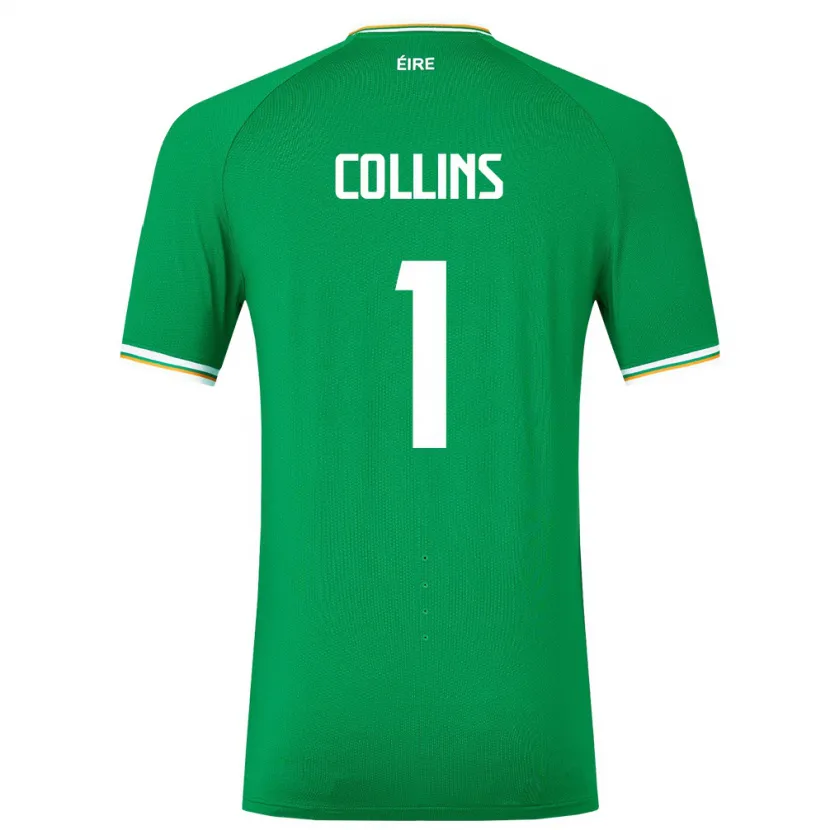 Danxen Bambino Maglia Irlanda Joe Collins #1 Verde Kit Gara Home 24-26 Maglietta