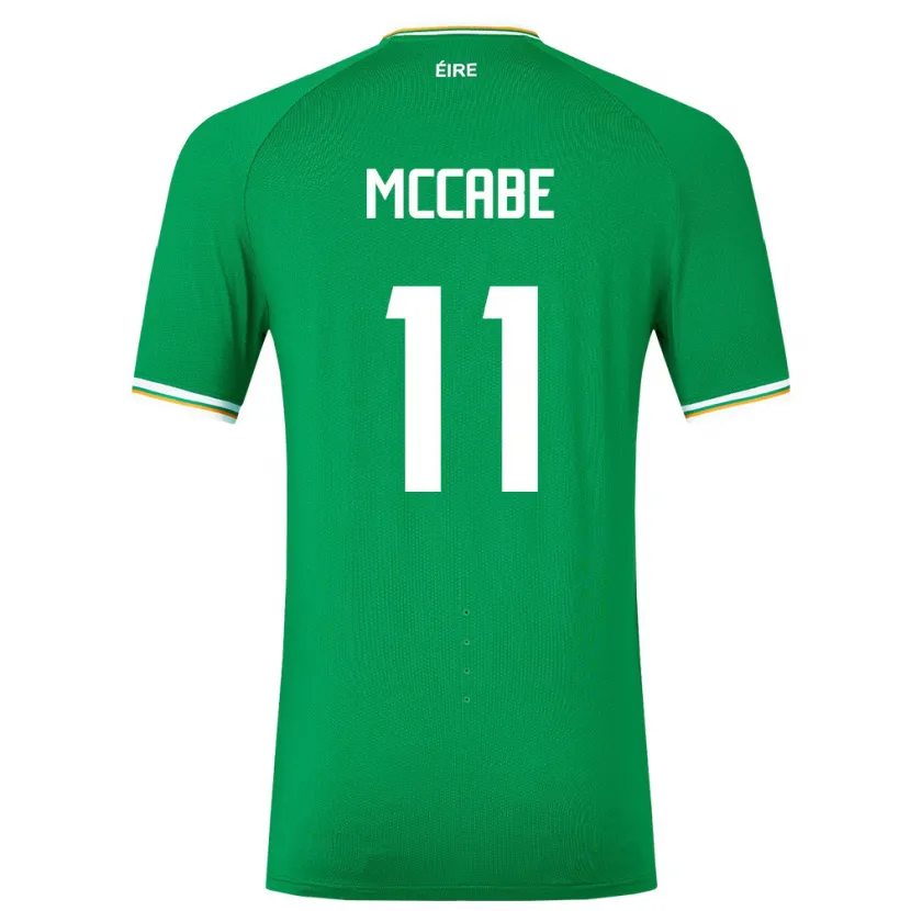 Danxen Bambino Maglia Irlanda Katie Mccabe #11 Verde Kit Gara Home 24-26 Maglietta