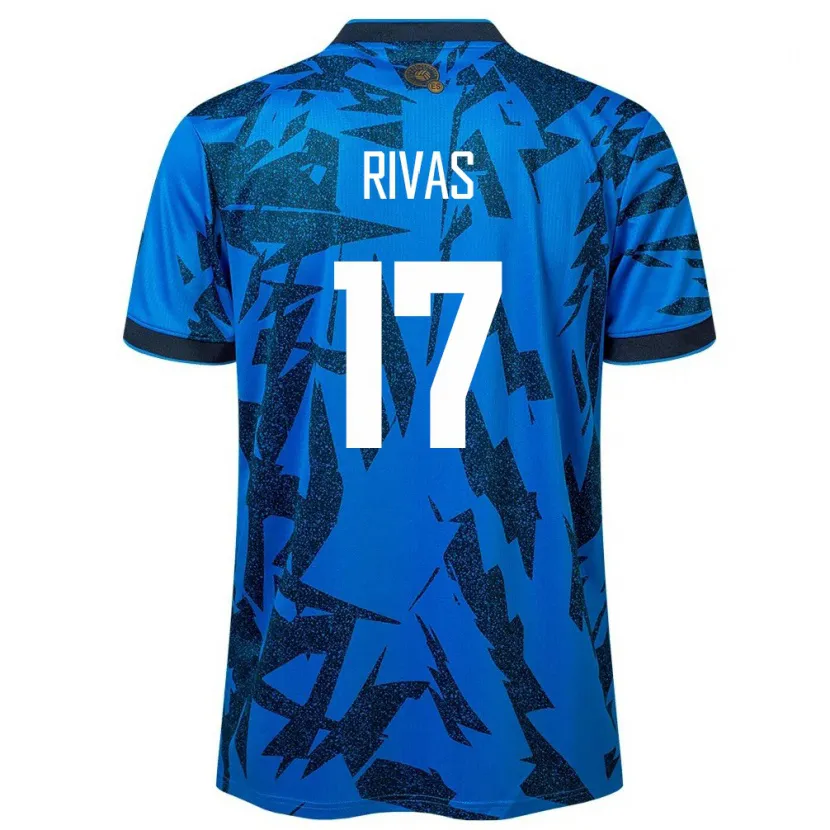 Danxen Bambino Maglia El Salvador Eduardo Rivas #17 Blu Kit Gara Home 24-26 Maglietta