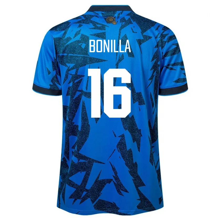 Danxen Bambino Maglia El Salvador Elmer Bonilla #16 Blu Kit Gara Home 24-26 Maglietta