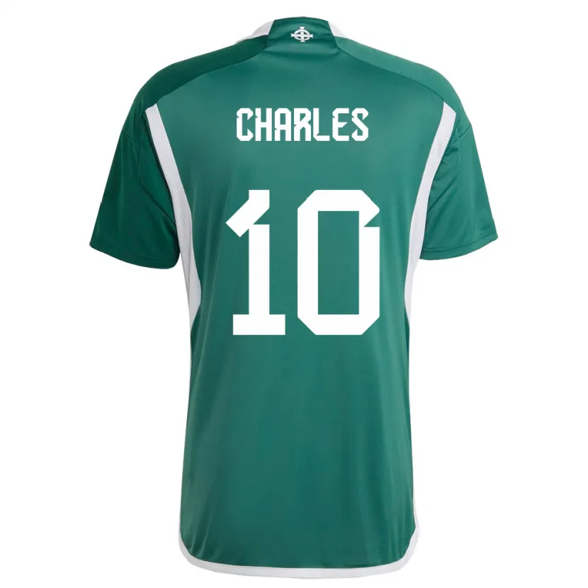 Danxen Bambino Maglia Irlanda Del Nord Dion Charles #10 Verde Kit Gara Home 24-26 Maglietta