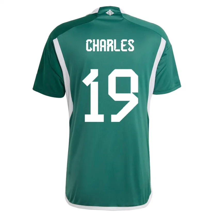 Danxen Bambino Maglia Irlanda Del Nord Shea Charles #19 Verde Kit Gara Home 24-26 Maglietta