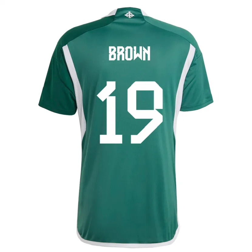 Danxen Bambino Maglia Irlanda Del Nord Sean Brown #19 Verde Kit Gara Home 24-26 Maglietta