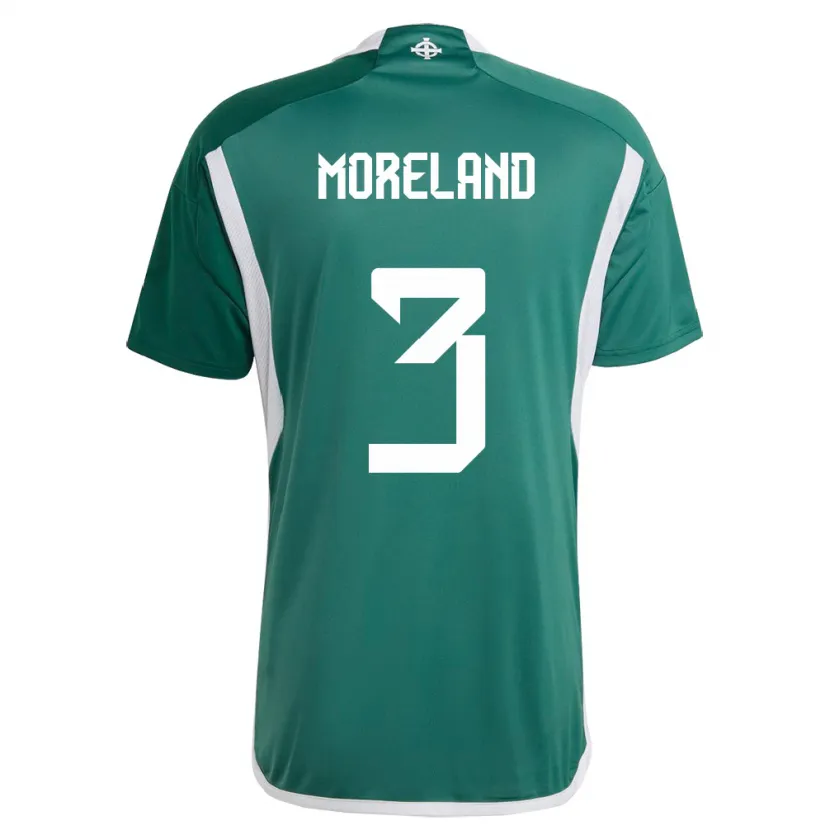 Danxen Bambino Maglia Irlanda Del Nord Calum Moreland #3 Verde Kit Gara Home 24-26 Maglietta