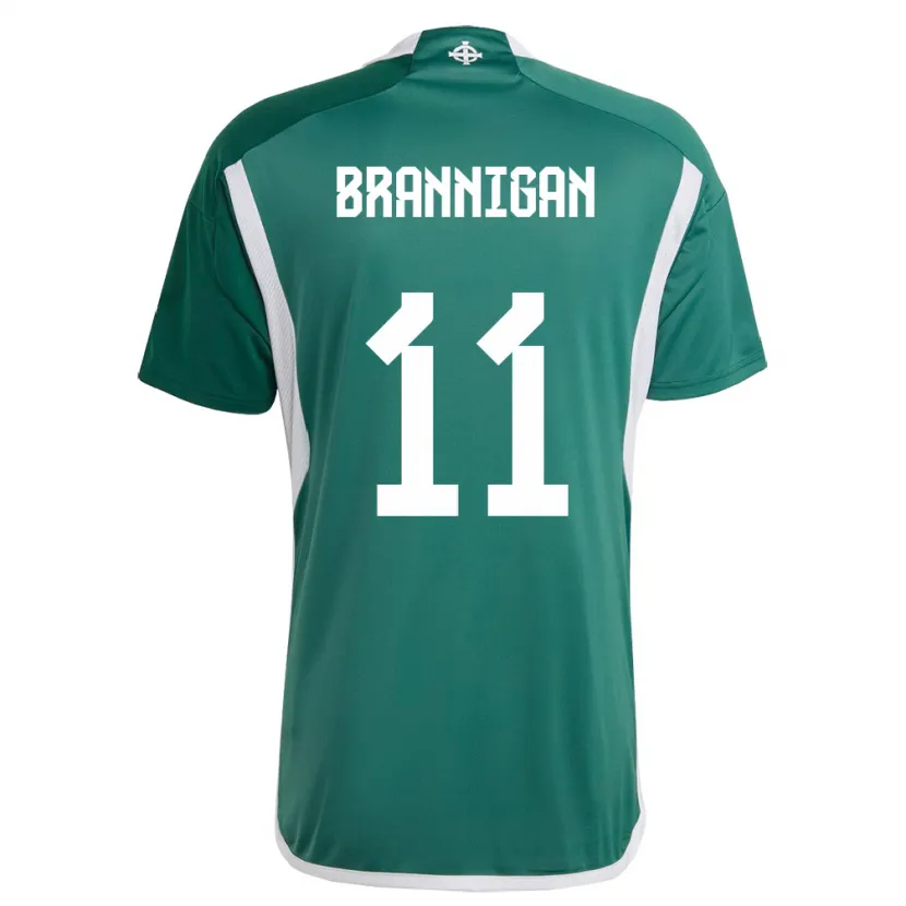 Danxen Bambino Maglia Irlanda Del Nord Cole Brannigan #11 Verde Kit Gara Home 24-26 Maglietta