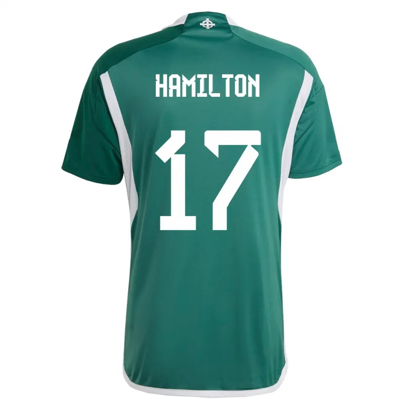 Danxen Bambino Maglia Irlanda Del Nord Caragh Hamilton #17 Verde Kit Gara Home 24-26 Maglietta