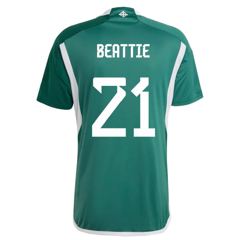 Danxen Bambino Maglia Irlanda Del Nord Kerry Beattie #21 Verde Kit Gara Home 24-26 Maglietta