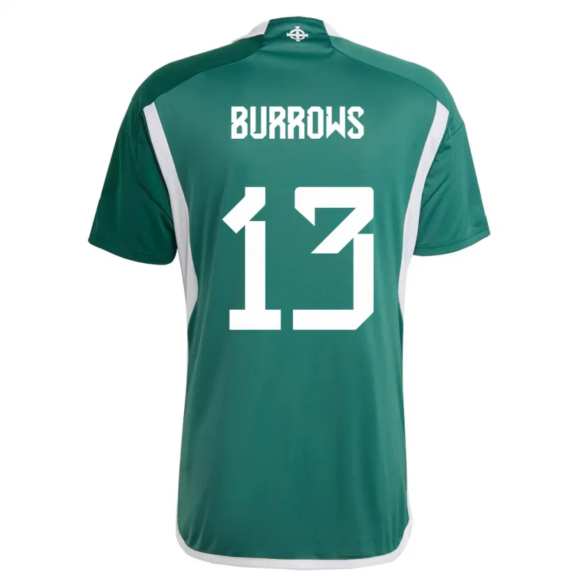 Danxen Bambino Maglia Irlanda Del Nord Kelsie Burrows #13 Verde Kit Gara Home 24-26 Maglietta
