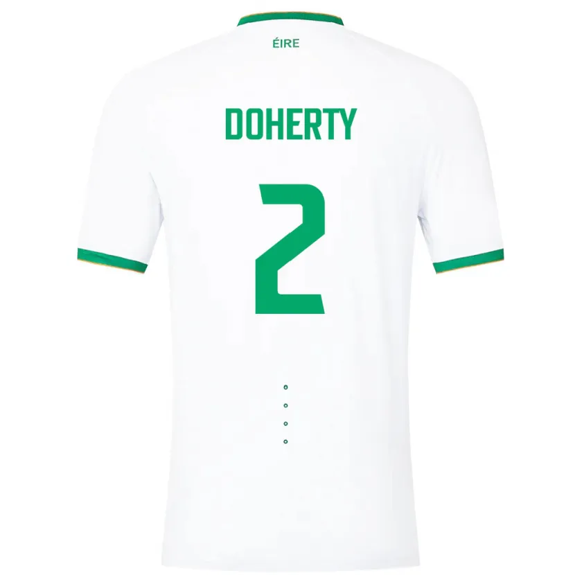 Danxen Bambino Maglia Irlanda Matt Doherty #2 Bianco Kit Gara Away 24-26 Maglietta