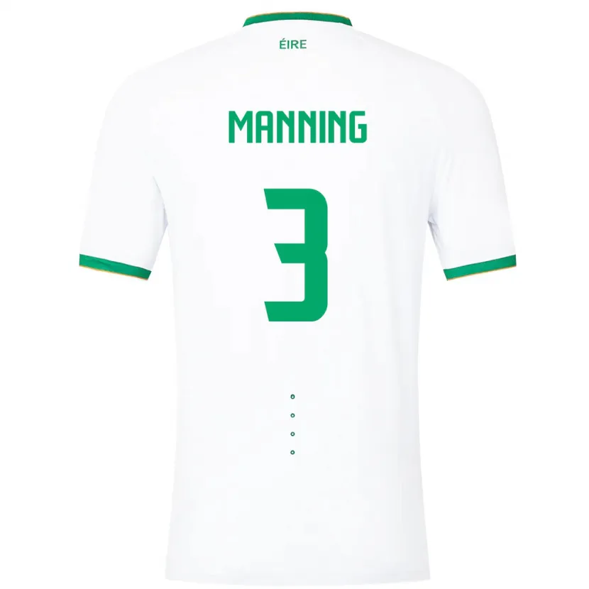 Danxen Bambino Maglia Irlanda Ryan Manning #3 Bianco Kit Gara Away 24-26 Maglietta