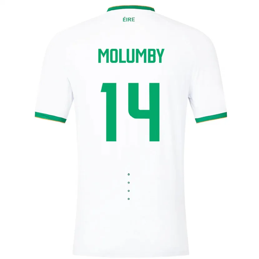 Danxen Bambino Maglia Irlanda Jayson Molumby #14 Bianco Kit Gara Away 24-26 Maglietta