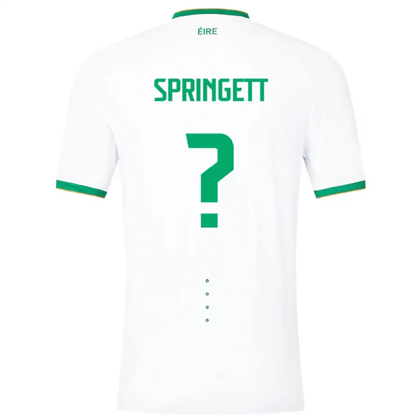Danxen Bambino Maglia Irlanda Tony Springett #0 Bianco Kit Gara Away 24-26 Maglietta