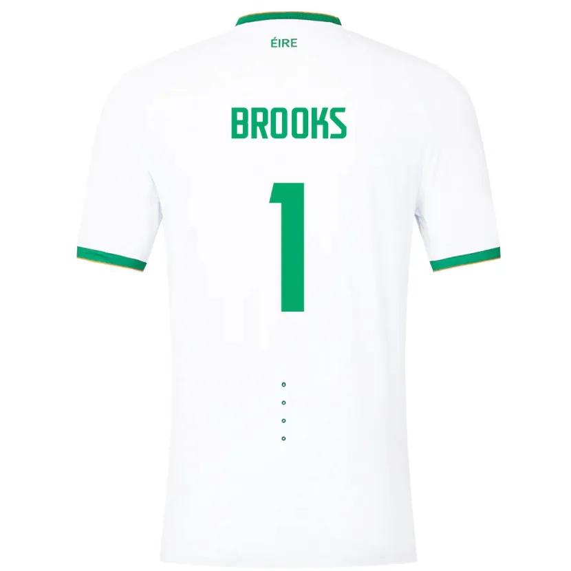 Danxen Bambino Maglia Irlanda Tiernan Brooks #1 Bianco Kit Gara Away 24-26 Maglietta