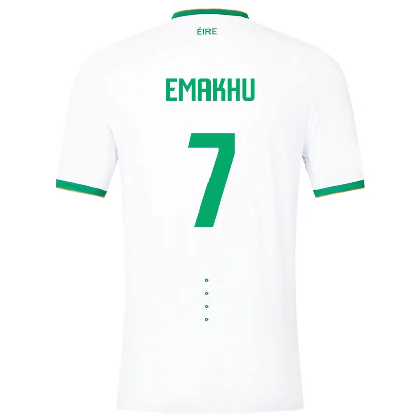 Danxen Bambino Maglia Irlanda Aidomo Emakhu #7 Bianco Kit Gara Away 24-26 Maglietta