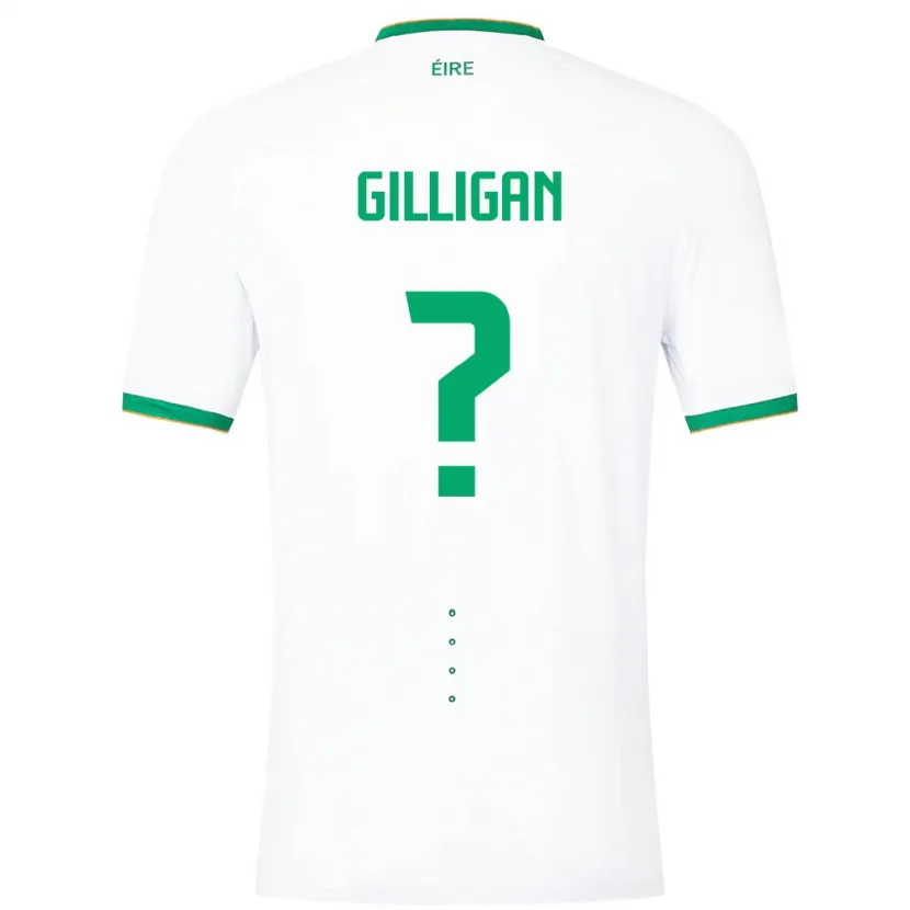 Danxen Bambino Maglia Irlanda Ciaran Gilligan #0 Bianco Kit Gara Away 24-26 Maglietta