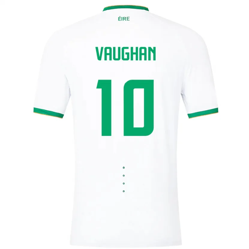 Danxen Bambino Maglia Irlanda Harry Vaughan #10 Bianco Kit Gara Away 24-26 Maglietta