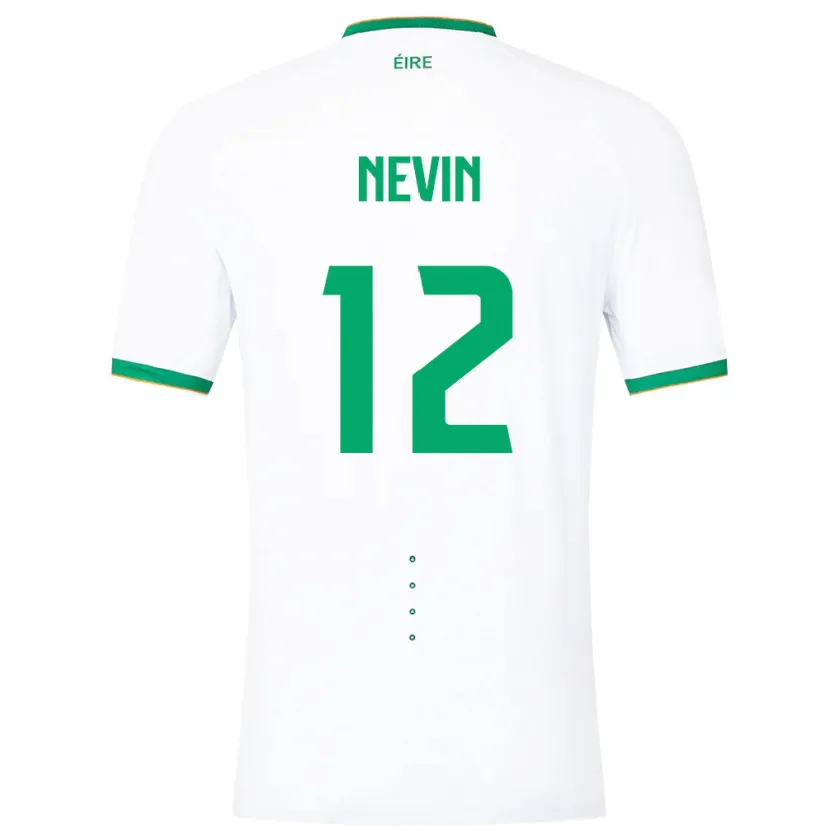 Danxen Bambino Maglia Irlanda Harry Nevin #12 Bianco Kit Gara Away 24-26 Maglietta