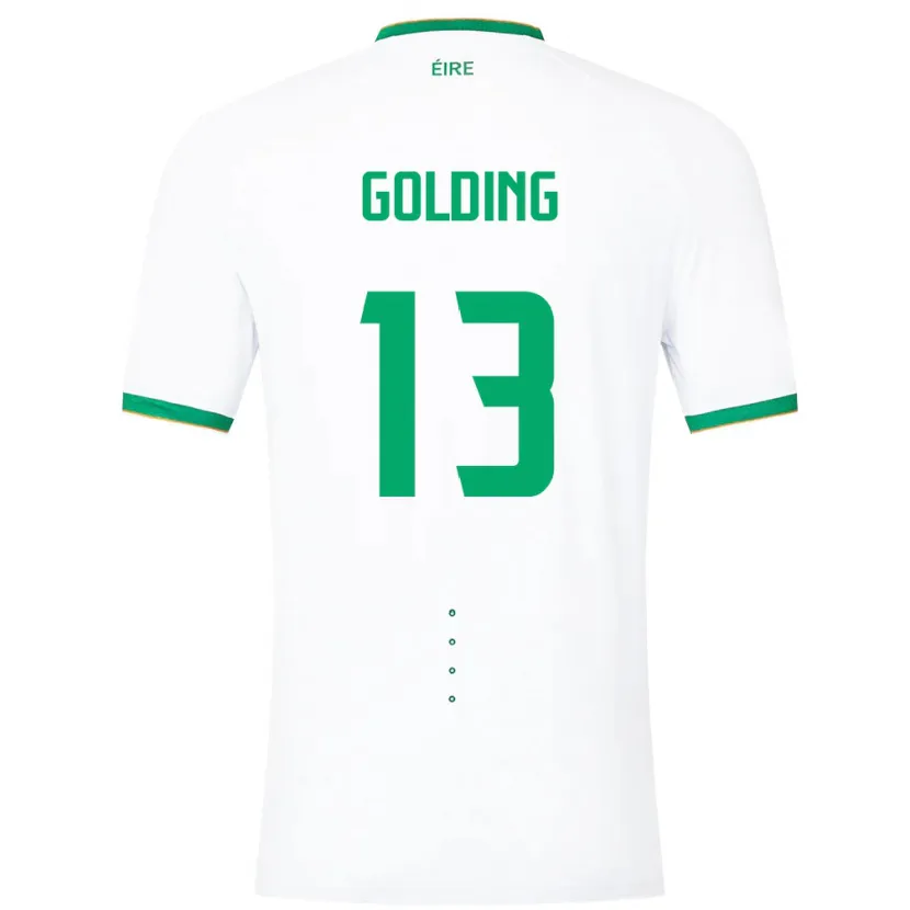 Danxen Bambino Maglia Irlanda James Golding #13 Bianco Kit Gara Away 24-26 Maglietta