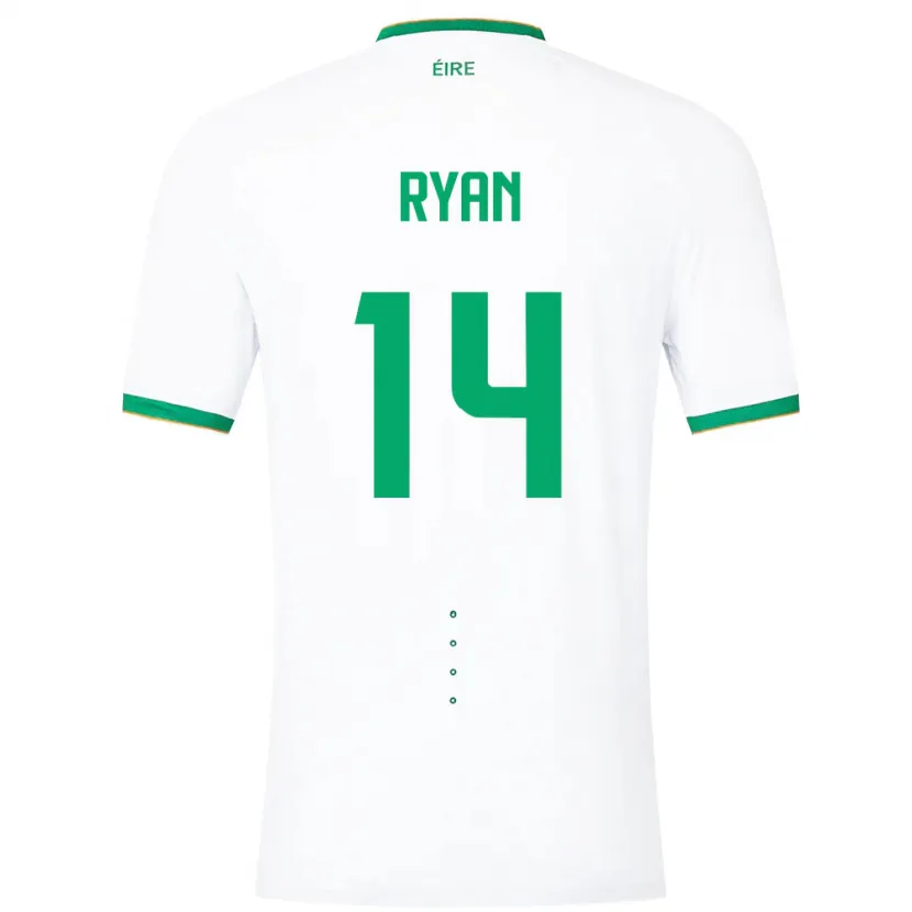 Danxen Bambino Maglia Irlanda John Ryan #14 Bianco Kit Gara Away 24-26 Maglietta