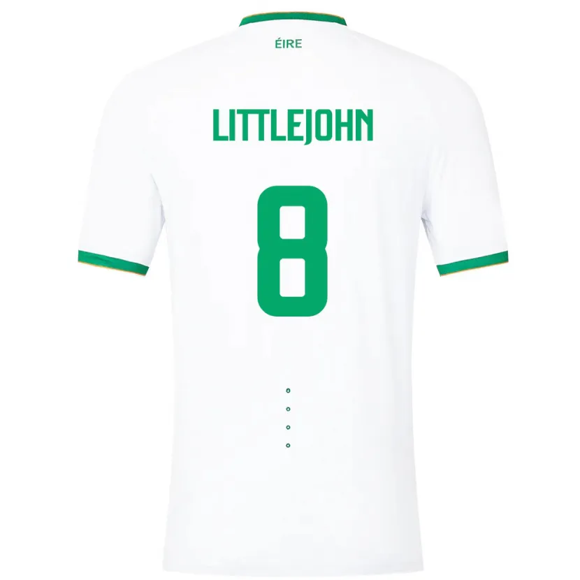 Danxen Bambino Maglia Irlanda Ruesha Littlejohn #8 Bianco Kit Gara Away 24-26 Maglietta