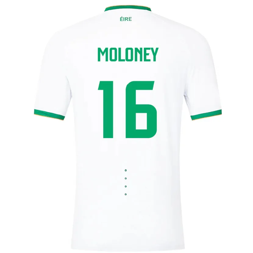 Danxen Bambino Maglia Irlanda Grace Moloney #16 Bianco Kit Gara Away 24-26 Maglietta