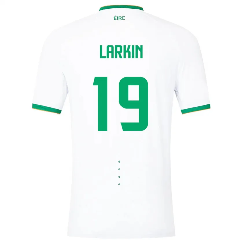 Danxen Bambino Maglia Irlanda Abbie Larkin #19 Bianco Kit Gara Away 24-26 Maglietta