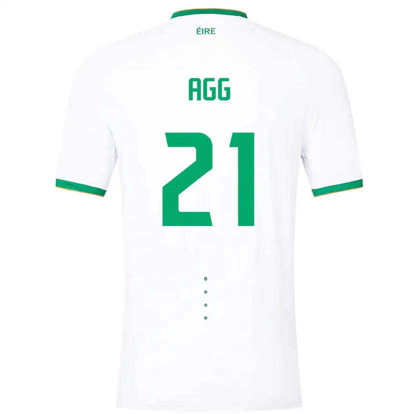 Danxen Bambino Maglia Irlanda Lily Agg #21 Bianco Kit Gara Away 24-26 Maglietta