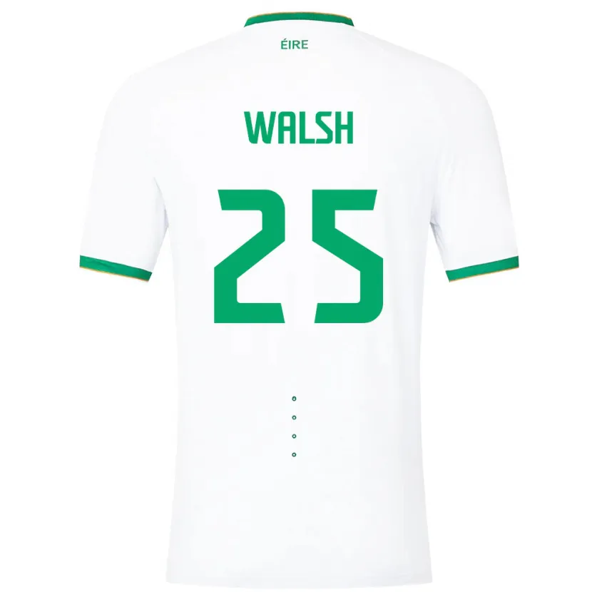 Danxen Bambino Maglia Irlanda Megan Walsh #25 Bianco Kit Gara Away 24-26 Maglietta