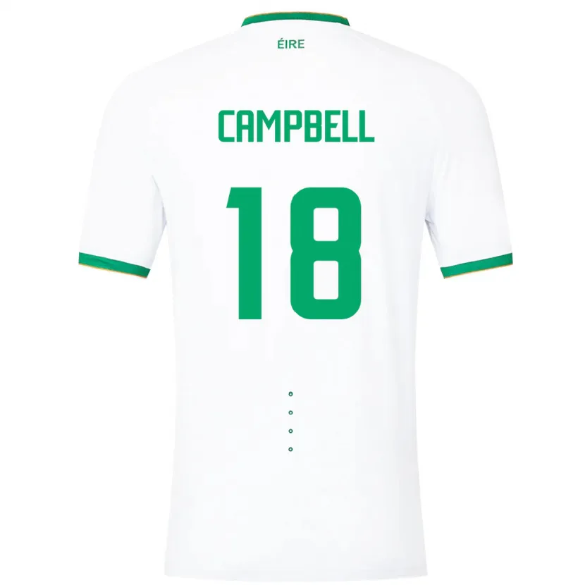 Danxen Bambino Maglia Irlanda Megan Campbell #18 Bianco Kit Gara Away 24-26 Maglietta