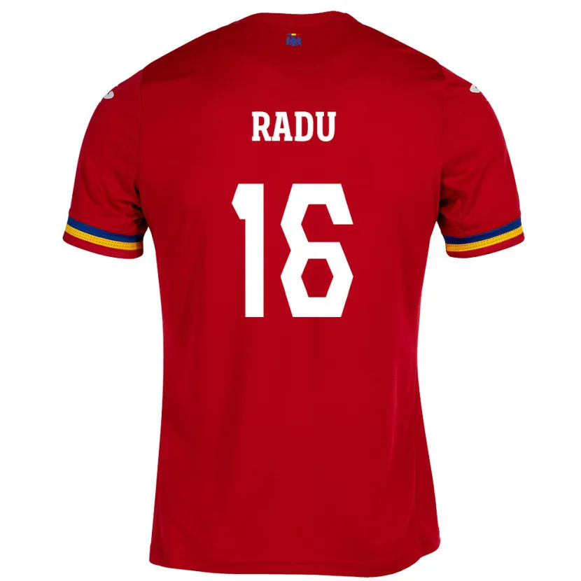 Danxen Bambino Maglia Romania Andrei Radu #16 Rosso Kit Gara Away 24-26 Maglietta
