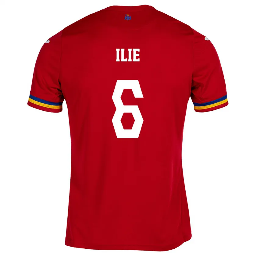 Danxen Bambino Maglia Romania Matei Ilie #6 Rosso Kit Gara Away 24-26 Maglietta
