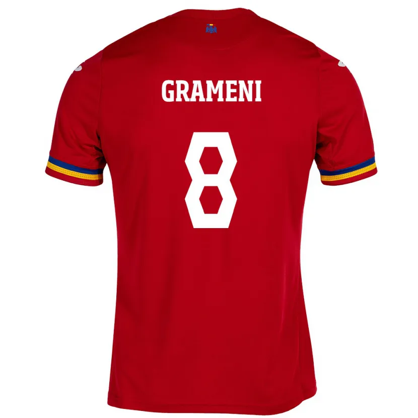Danxen Bambino Maglia Romania Constantin Grameni #8 Rosso Kit Gara Away 24-26 Maglietta