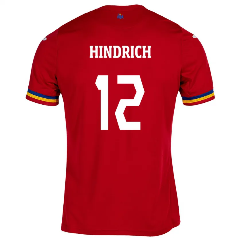 Danxen Bambino Maglia Romania Otto Hindrich #12 Rosso Kit Gara Away 24-26 Maglietta