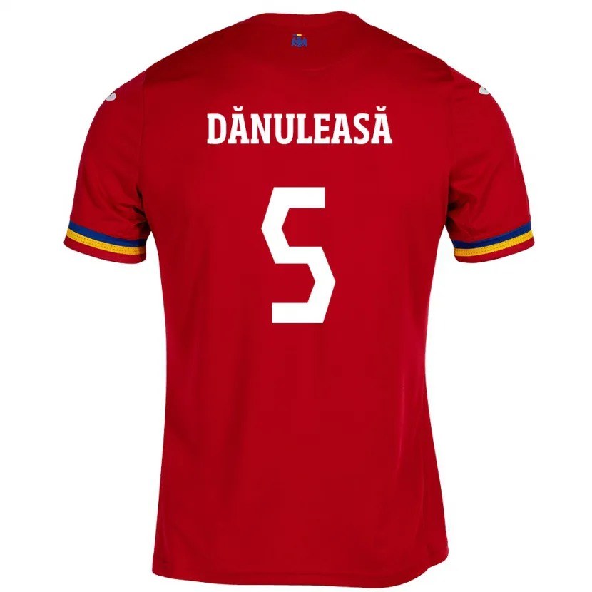 Danxen Bambino Maglia Romania Gabriel Dănuleasă #5 Rosso Kit Gara Away 24-26 Maglietta