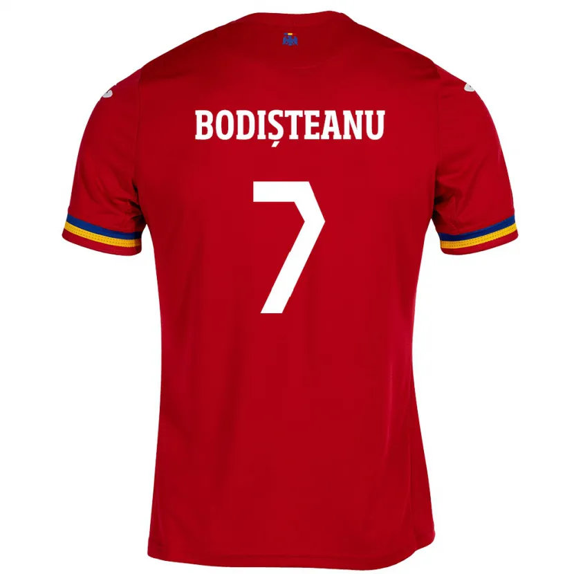 Danxen Bambino Maglia Romania Ștefan Bodișteanu #7 Rosso Kit Gara Away 24-26 Maglietta