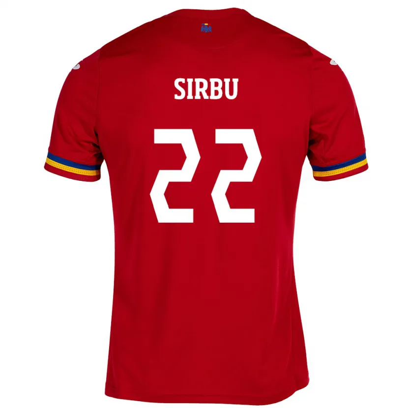 Danxen Bambino Maglia Romania Dan Sîrbu #22 Rosso Kit Gara Away 24-26 Maglietta