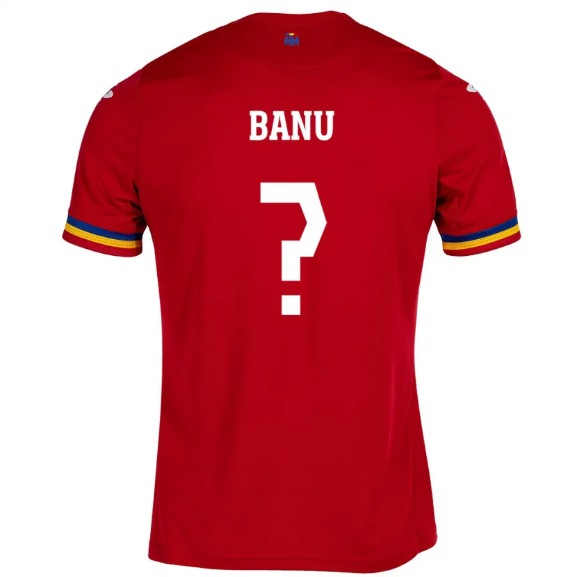 Danxen Bambino Maglia Romania Luca Banu #0 Rosso Kit Gara Away 24-26 Maglietta