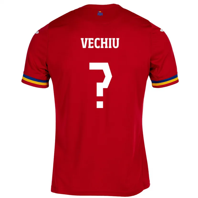 Danxen Bambino Maglia Romania Christian Vechiu #0 Rosso Kit Gara Away 24-26 Maglietta