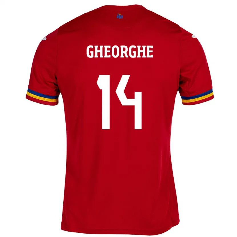 Danxen Bambino Maglia Romania Costyn Gheorghe #14 Rosso Kit Gara Away 24-26 Maglietta