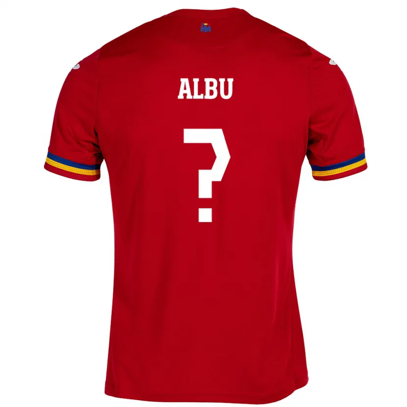 Danxen Bambino Maglia Romania Luca Albu #0 Rosso Kit Gara Away 24-26 Maglietta