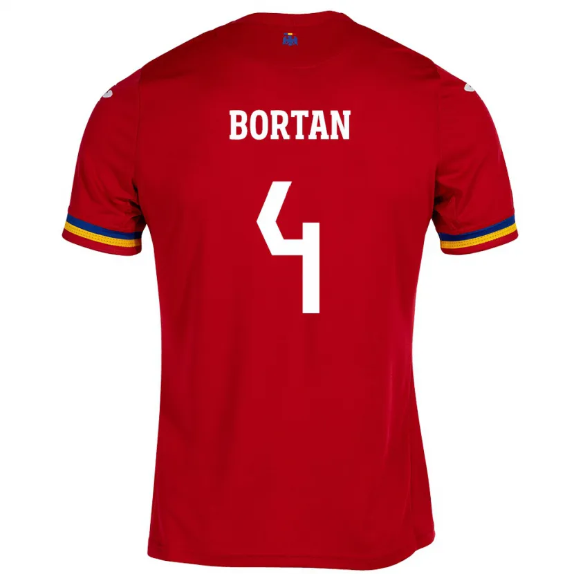 Danxen Bambino Maglia Romania Ioana Bortan #4 Rosso Kit Gara Away 24-26 Maglietta