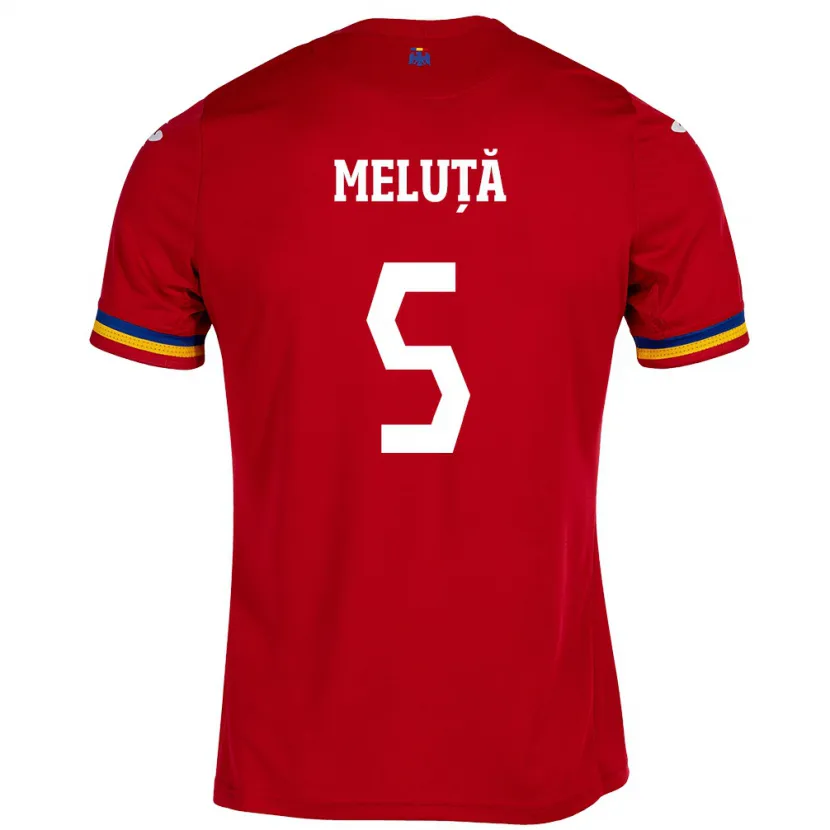 Danxen Bambino Maglia Romania Teodora Meluță #5 Rosso Kit Gara Away 24-26 Maglietta