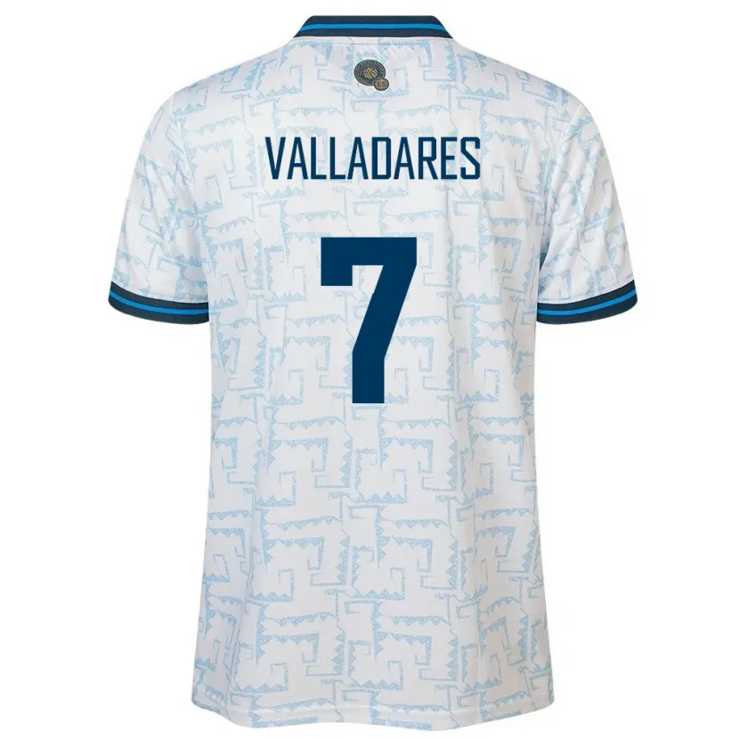 Danxen Bambino Maglia El Salvador Jefferson Valladares #7 Bianco Kit Gara Away 24-26 Maglietta