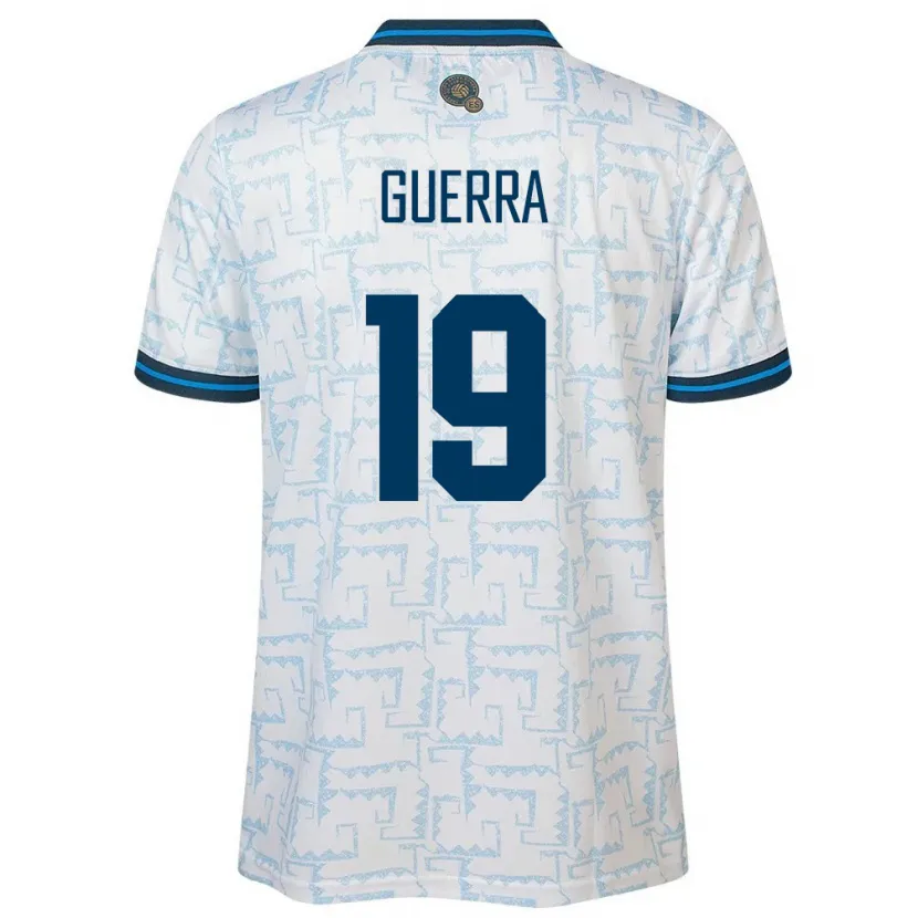 Danxen Bambino Maglia El Salvador Steven Guerra #19 Bianco Kit Gara Away 24-26 Maglietta