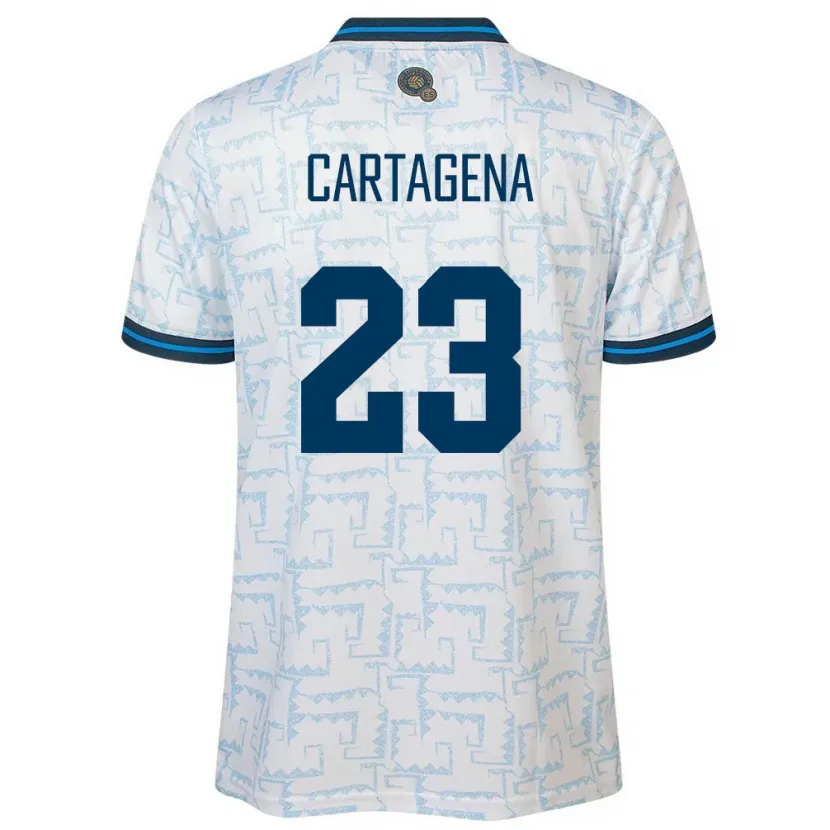 Danxen Bambino Maglia El Salvador Melvin Cartagena #23 Bianco Kit Gara Away 24-26 Maglietta