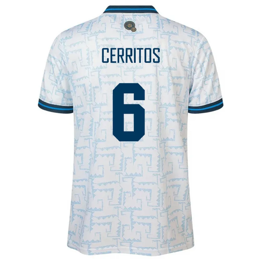 Danxen Bambino Maglia El Salvador Mauricio Cerritos #6 Bianco Kit Gara Away 24-26 Maglietta