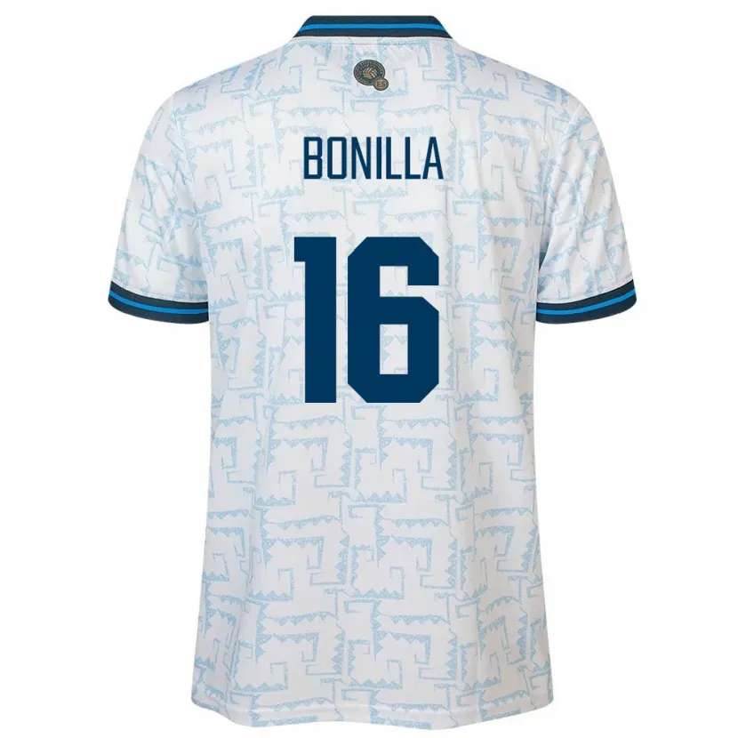 Danxen Bambino Maglia El Salvador Elmer Bonilla #16 Bianco Kit Gara Away 24-26 Maglietta