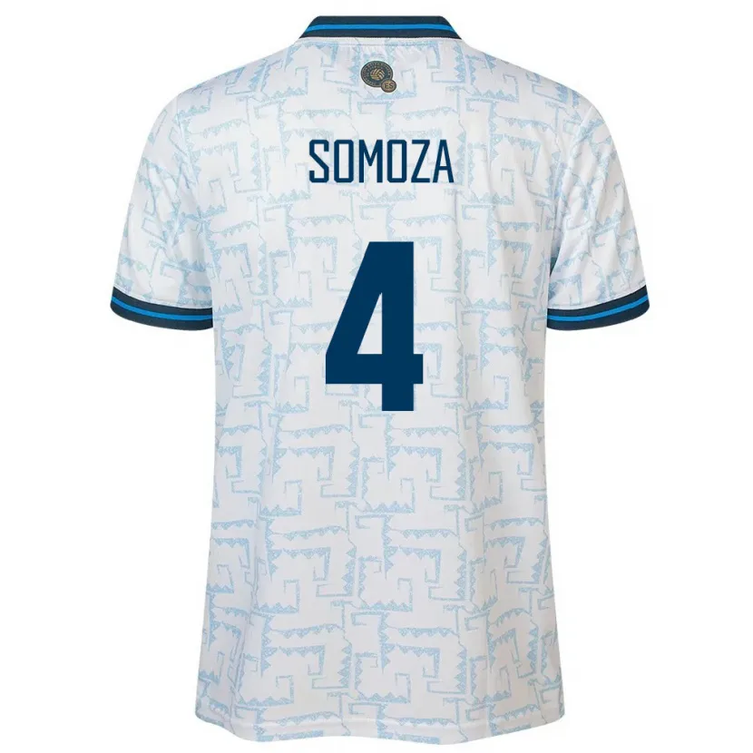 Danxen Bambino Maglia El Salvador Néstor Somoza #4 Bianco Kit Gara Away 24-26 Maglietta